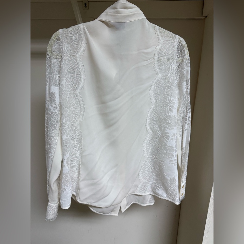 NWT Rebecca Taylor Ivory Silk Blouse $395 - Picture 6 of 6